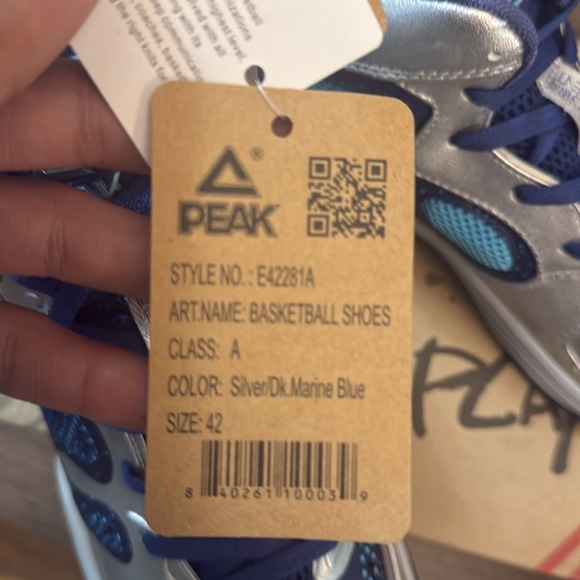 Peak Men's Basketball Shoes Blue Silver Comfort - Picture 12 of 16